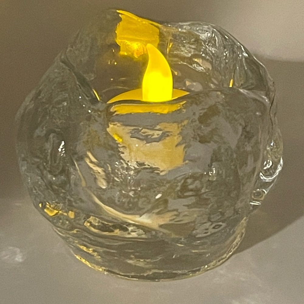 Austrian Crystal Tealight Holder, “Snowball” Style, Over 24% Crystal